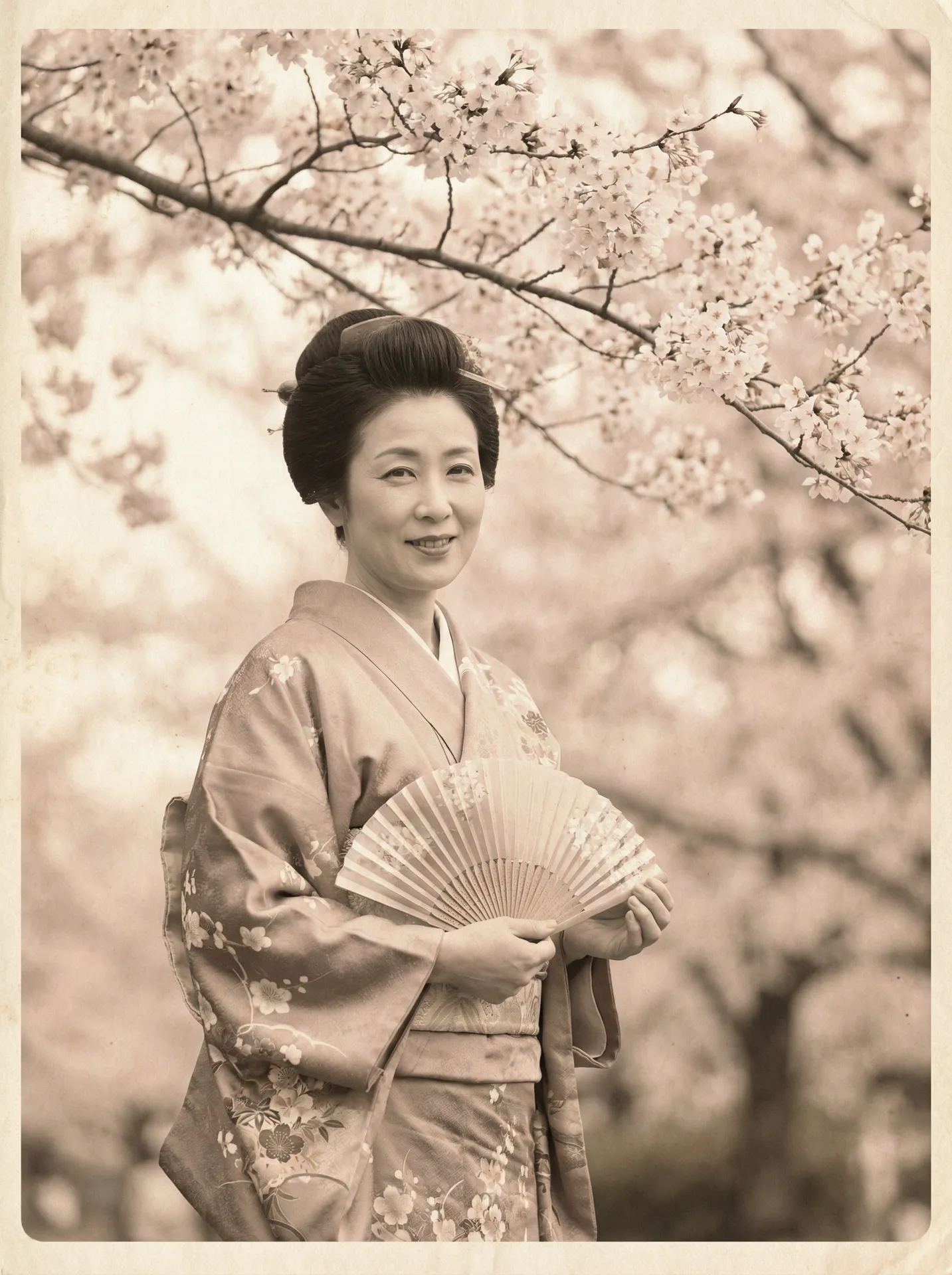一位持扇的优雅 反差婊 | 反差婊官方平台 - 全网独家反差婊电影大全 在樱花树下的复古写真