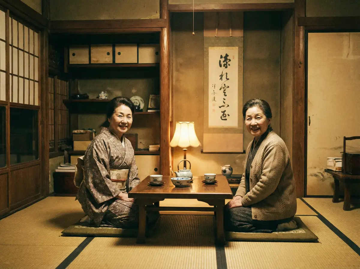 两位优雅的 反差婊 | 反差婊官方平台 - 全网独家反差婊电影大全 在日式茶室中品茶交谈